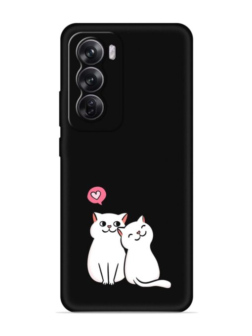 Cute Loving Cats Embossed Soft Silicone Case for Oppo Reno 12 (5G)