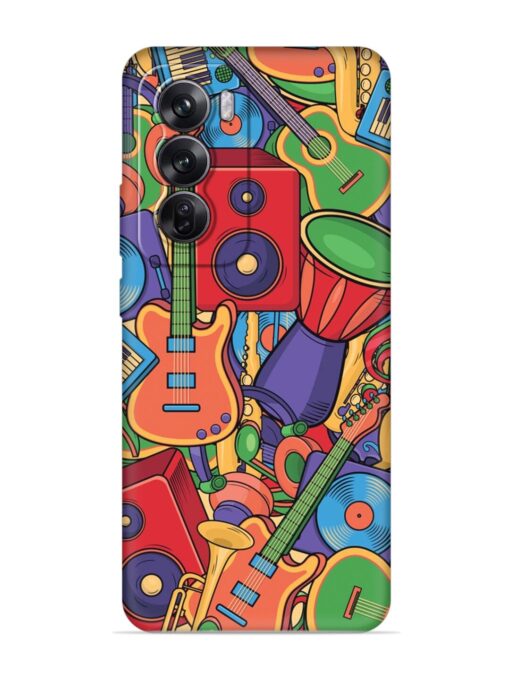 Colorful Music Art Embossed Soft Silicone Case for Oppo Reno 12 (5G)