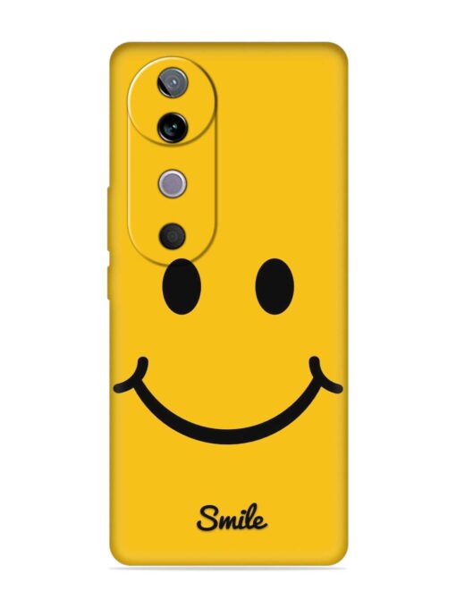 Yellow Smiley Embossed Soft Silicone Case for Vivo V40 (5G) Zapvi