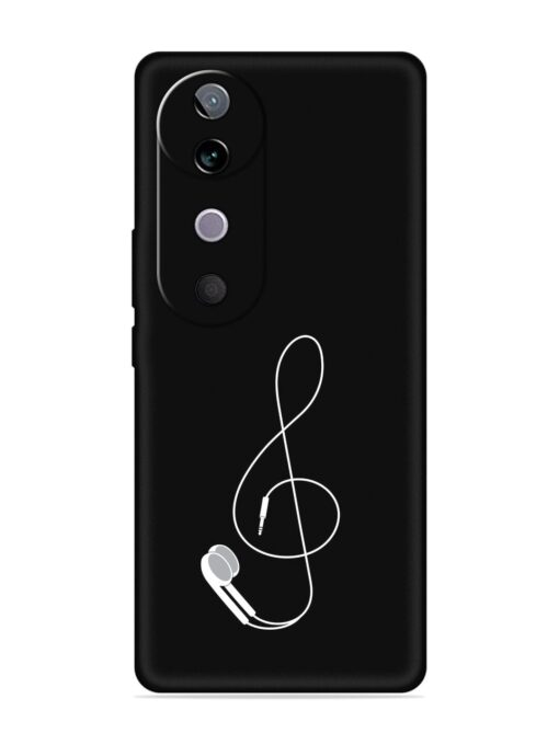 Music Earphone Vector Embossed Soft Silicone Case for Vivo V40 (5G)