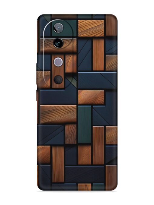 Wooden Background Cubes Embossed Soft Silicone Case for Vivo V40 (5G)