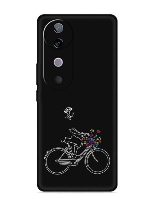 Minimalist Cycle Art Embossed Soft Silicone Case for Vivo V40 (5G)