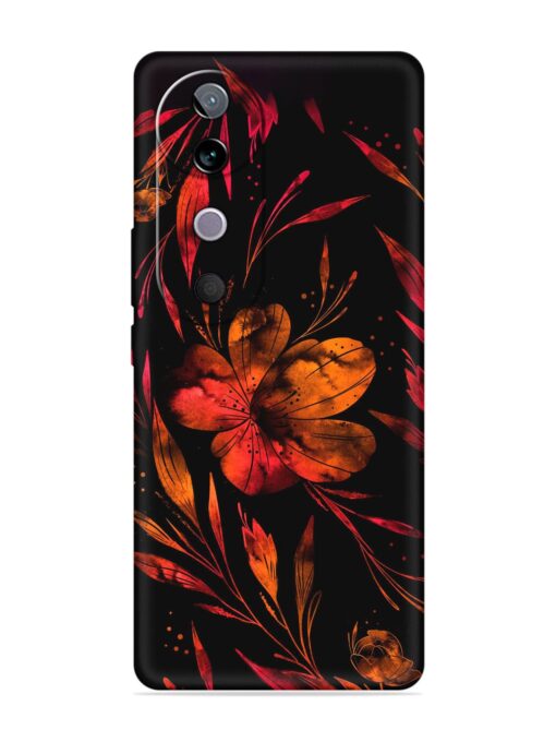 Red Flower Painting Embossed Soft Silicone Case for Vivo V40 Pro (5G)