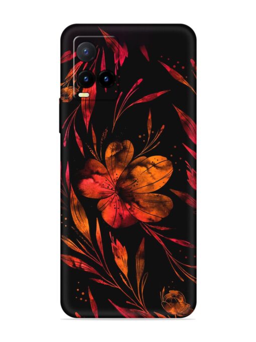 Red Flower Painting Embossed Soft Silicone Case for Vivo Y21T