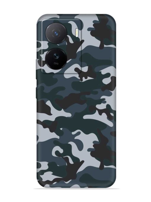 Dark Blue Army Military Art Embossed Soft Silicone Case for Iqoo Z7 (5G) Zapvi