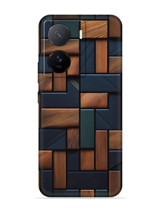 Wooden Background Cubes Embossed Soft Silicone Case for Iqoo Z7 (5G) Zapvi