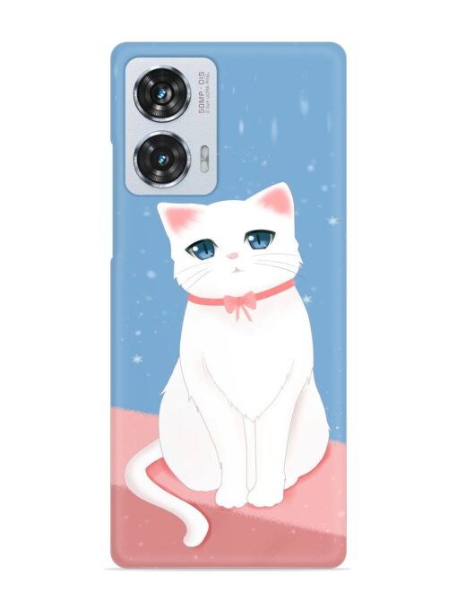 Cute White Cat Snap Case for Motorola Moto Edge 50 Fusion (5G) Zapvi