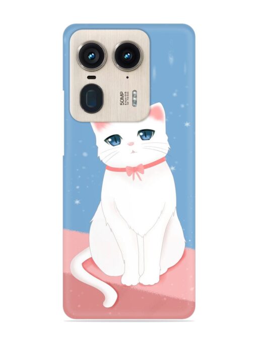 Cute White Cat Snap Case for Motorola Moto Edge 50 Ultra (5G)