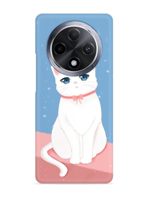 Cute White Cat Snap Case for Oppo F27 Pro Plus (5G)