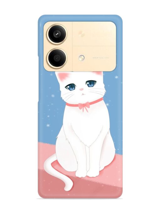 Cute White Cat Snap Case for Poco X6 Neo (5G)