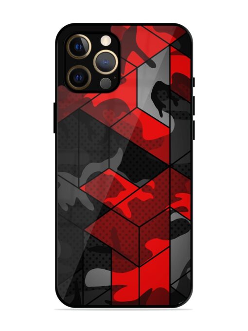 Royal Red Camouflage Pattern Glossy Metal Phone Cover for Apple Iphone 12 Pro Max