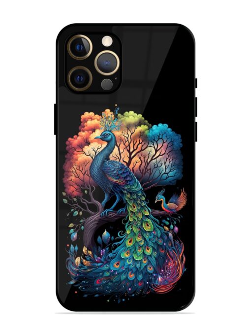 Peacock Tree Art Glossy Metal Phone Cover for Apple Iphone 12 Pro Max Zapvi