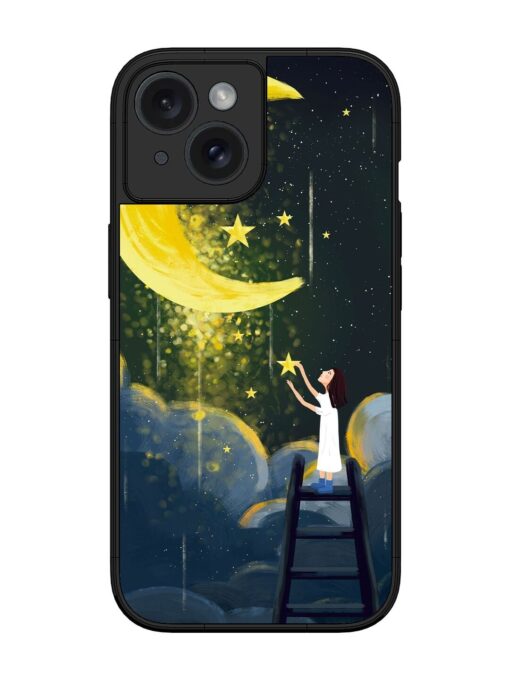 Moonlight Healing Night Illustration Glossy Metal TPU Phone Cover for Apple Iphone 15 Zapvi