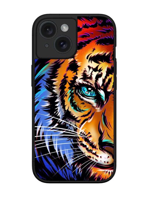 Colorful Lion Art Glossy Metal Phone Cover for Apple Iphone 15 Zapvi