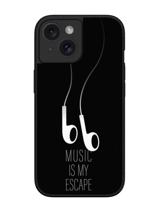 Music Is My Escape Glossy Metal Phone Cover for Apple Iphone 15 Zapvi