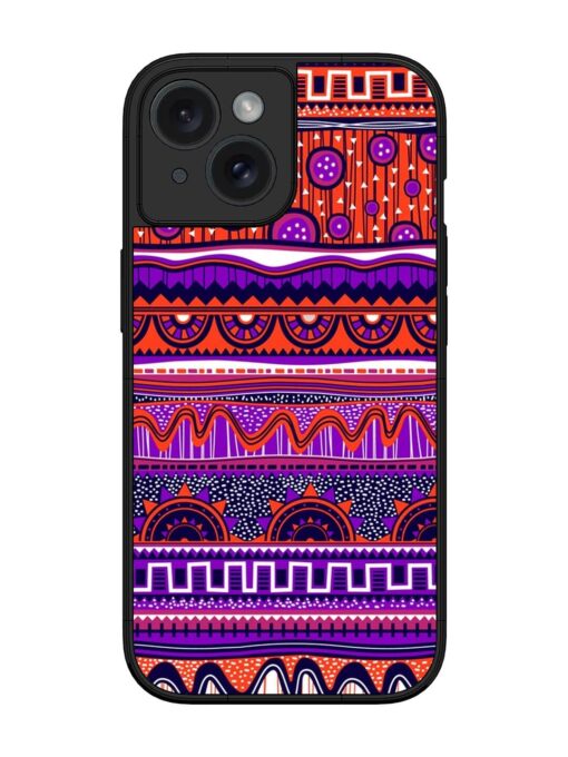 Ethnic Seamless Pattern Glossy Metal TPU Phone Cover for Apple Iphone 15 Zapvi