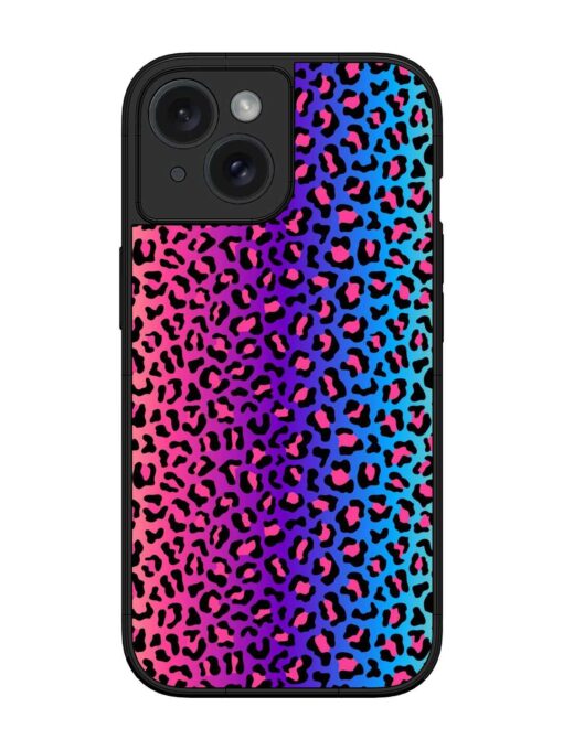 Colorful Leopard Seamless Glossy Metal Phone Cover for Apple Iphone 15 Zapvi