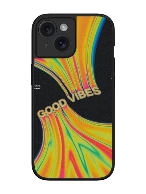 Good Vibes Glossy Metal Phone Cover for Apple Iphone 15 Zapvi