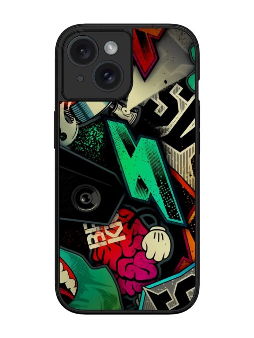 Graffiti Art Glossy Metal Phone Cover for Apple Iphone 15 Zapvi