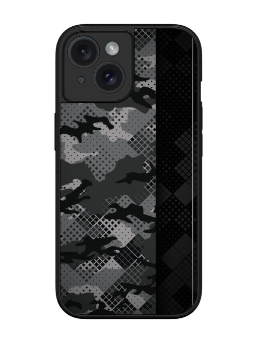 Dark Camouflage Glossy Metal Phone Cover for Apple Iphone 15 Zapvi