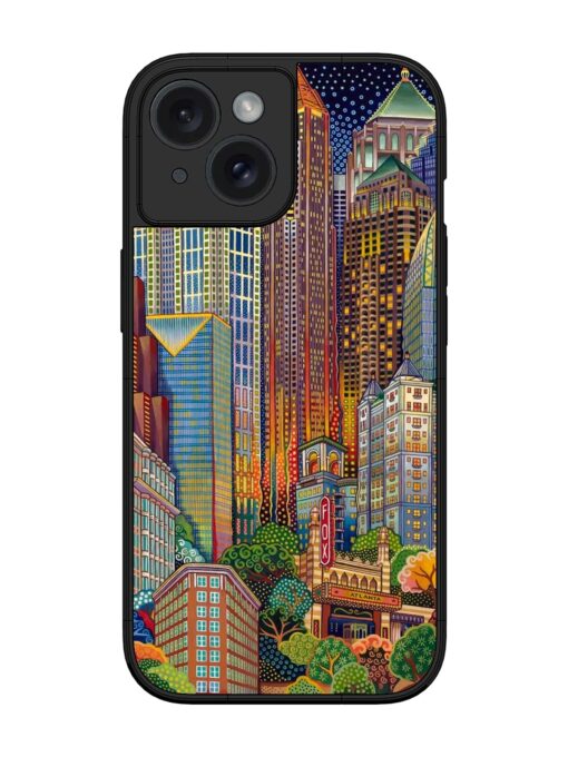 Cityscapes Art Glossy Metal Phone Cover for Apple Iphone 15 Zapvi