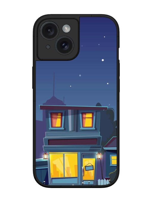 Vector Night House Glossy Metal Phone Cover for Apple Iphone 15 Zapvi