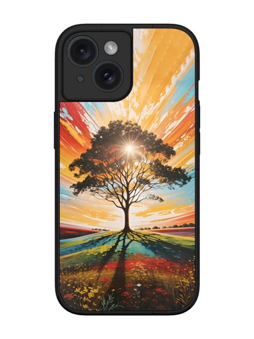 Abstract Tree Colorful Art Glossy Metal Phone Cover for Apple Iphone 15 Zapvi