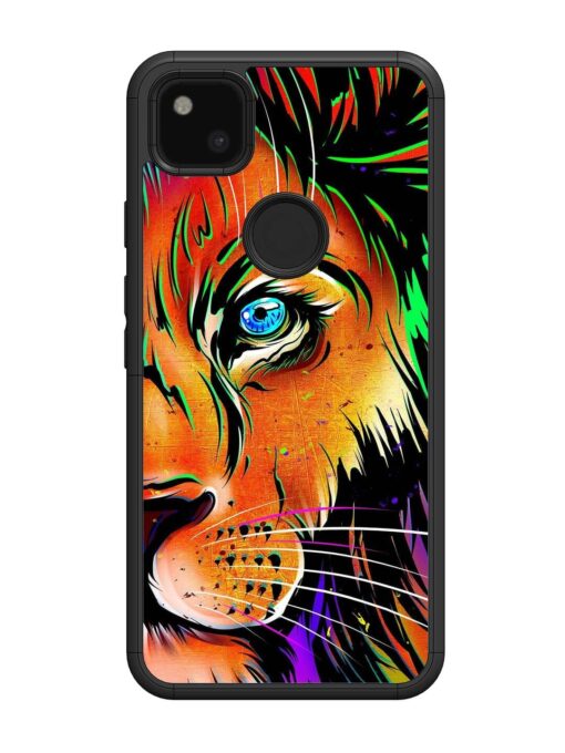 Colorful Lion Design Glossy Metal TPU Phone Cover for Google Pixel 4A Zapvi