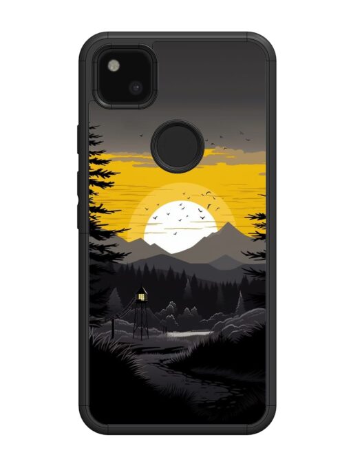 Sunset Vector Glossy Metal Phone Cover for Google Pixel 4A