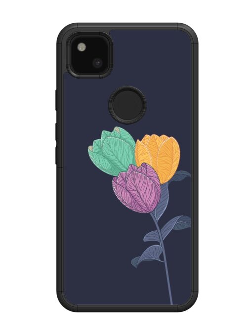 Flower Vector Glossy Metal Phone Cover for Google Pixel 4A