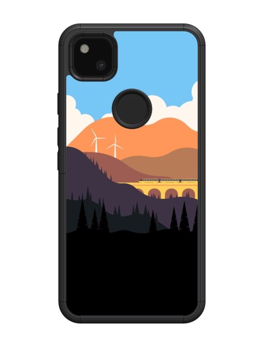 Minimal Mountain Vector Glossy Metal Phone Cover for Google Pixel 4A Zapvi