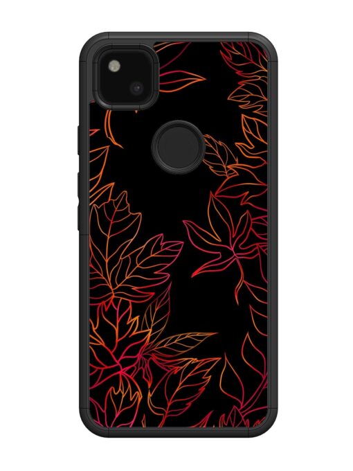 Red Floral Pattern Glossy Metal Phone Cover for Google Pixel 4A Zapvi