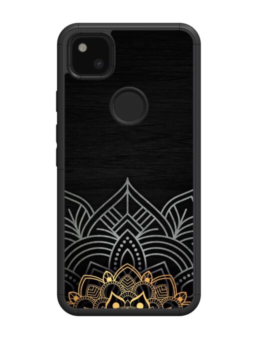 Decorative Golden Pattern Glossy Metal Phone Cover for Google Pixel 4A Zapvi