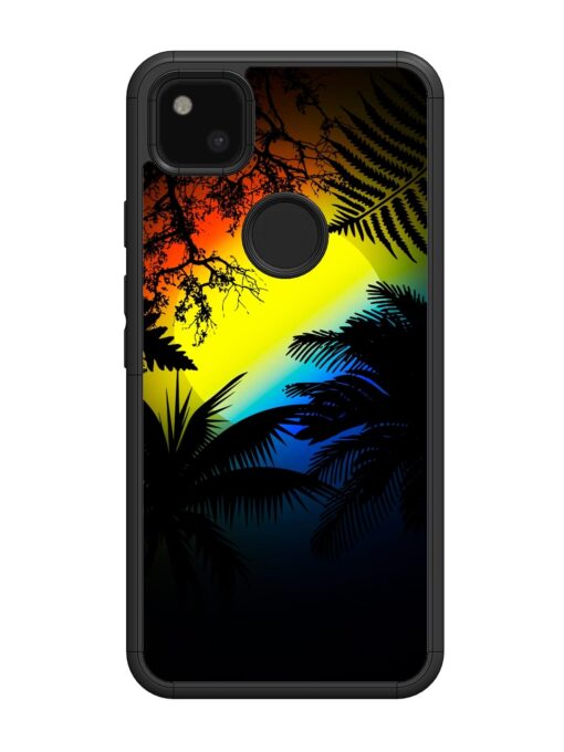 Colorful Sunset With Palm Trees Glossy Metal Phone Cover for Google Pixel 4A