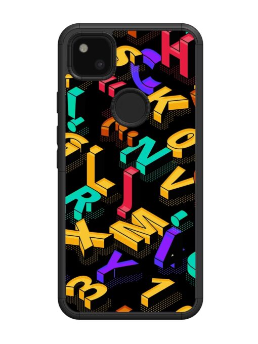 Seamless Pattern With Letters Glossy Metal Phone Cover for Google Pixel 4A Zapvi