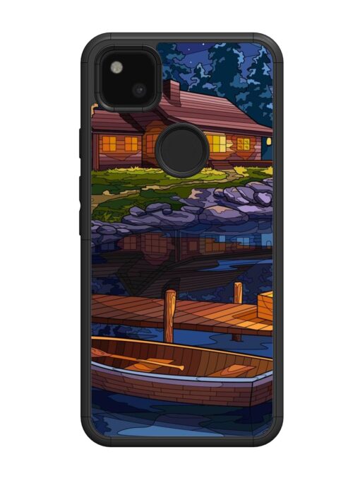 Village Night Scene Glossy Metal Phone Cover for Google Pixel 4A Zapvi