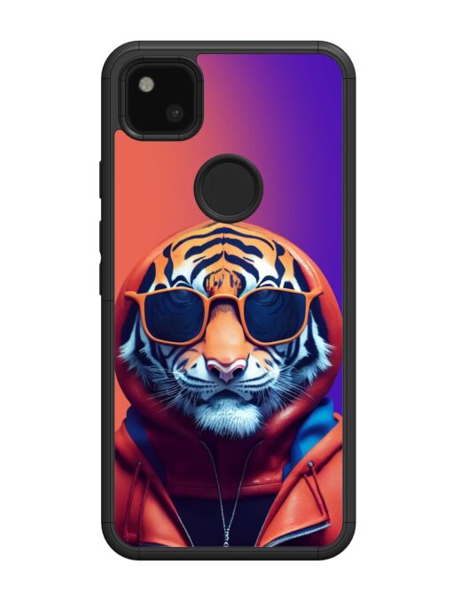 Tiger Animation Glossy Metal Phone Cover for Google Pixel 4A Zapvi