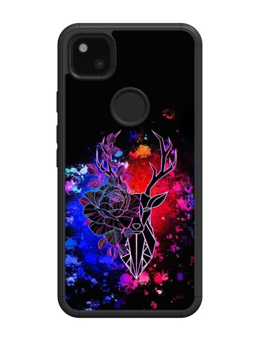 Floral Deer Art Glossy Metal Phone Cover for Google Pixel 4A Zapvi