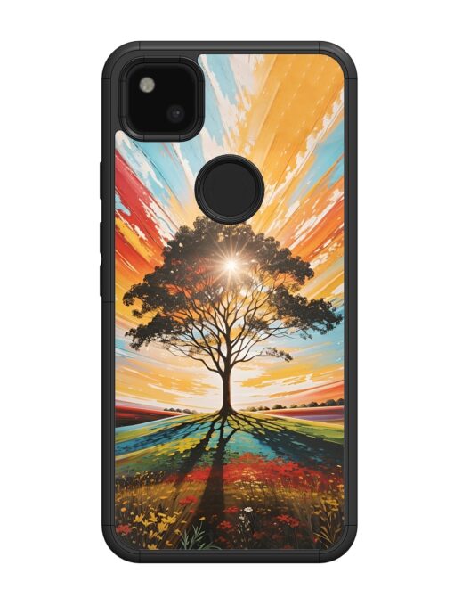 Abstract Tree Colorful Art Glossy Metal Phone Cover for Google Pixel 4A Zapvi