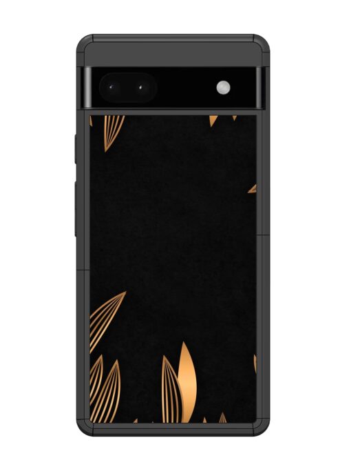 Golden Leaf Pattern Glossy Metal Phone Cover for Google Pixel 6A Zapvi