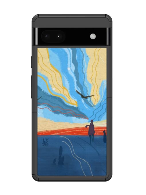 Minimal Abstract Landscape Glossy Metal Phone Cover for Google Pixel 6A Zapvi