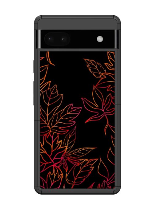 Red Floral Pattern Glossy Metal Phone Cover for Google Pixel 6A Zapvi