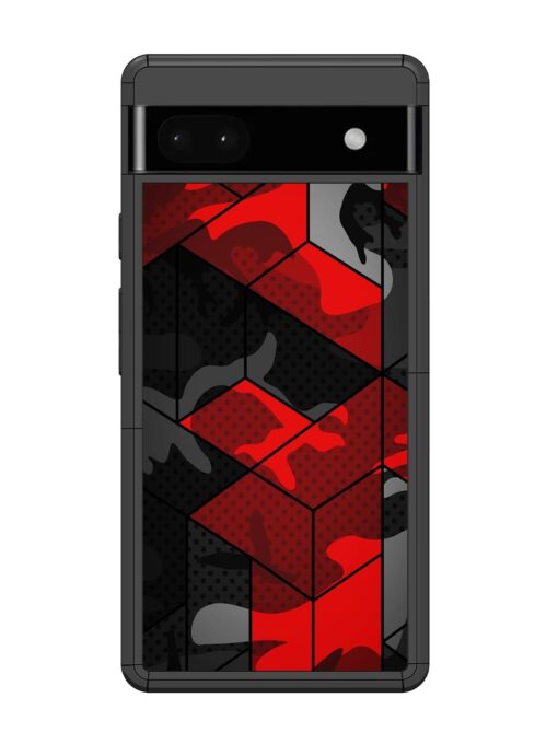 Royal Red Camouflage Pattern Glossy Metal Phone Cover for Google Pixel 6A Zapvi