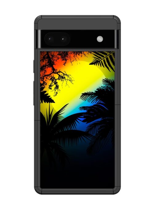 Colorful Sunset With Palm Trees Glossy Metal Phone Cover for Google Pixel 6A Zapvi