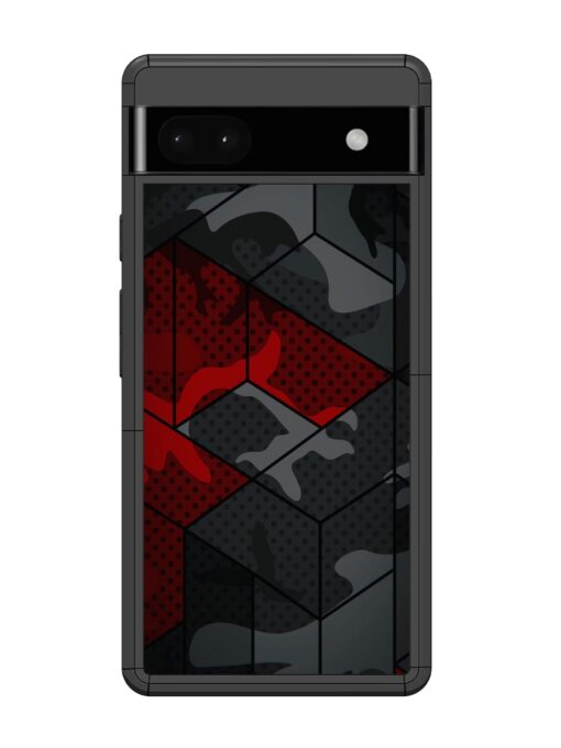 Red And Grey Pattern Glossy Metal Phone Cover for Google Pixel 6A Zapvi