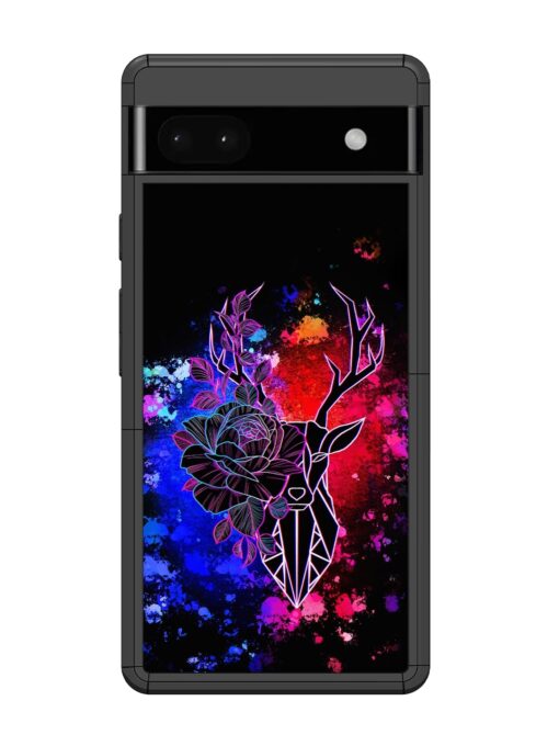 Floral Deer Art Glossy Metal Phone Cover for Google Pixel 6A Zapvi