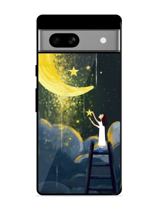 Moonlight Healing Night Illustration Glossy Metal TPU Phone Cover for Google Pixel 7A Zapvi