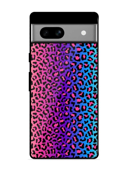 Colorful Leopard Seamless Glossy Metal Phone Cover for Google Pixel 7A Zapvi