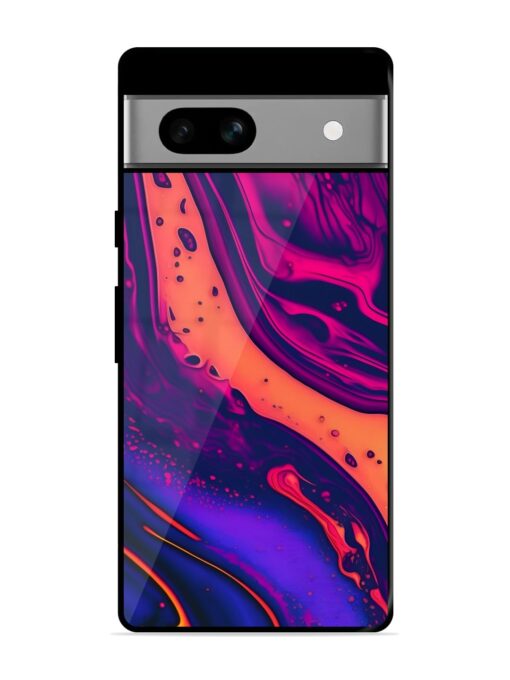 Fluid Blue Pink Art Glossy Metal Phone Cover for Google Pixel 7A Zapvi