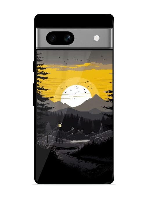 Sunset Vector Glossy Metal Phone Cover for Google Pixel 7A Zapvi